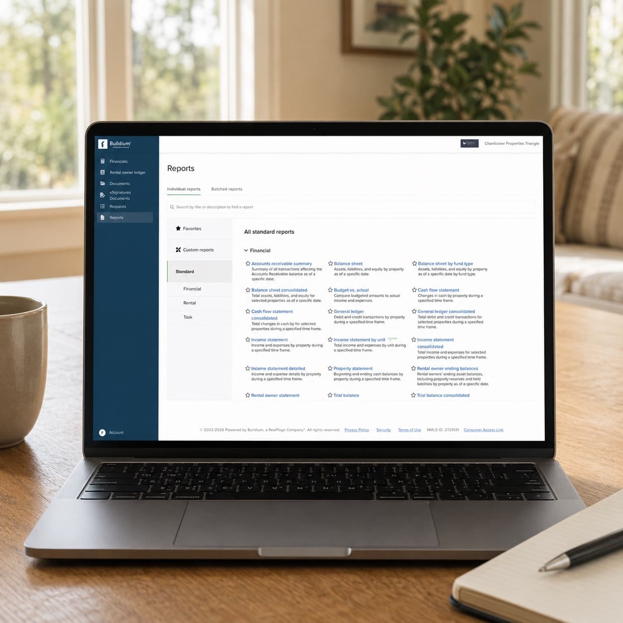 Chanticleer owner portal dashboard showing statements and maintenance updates